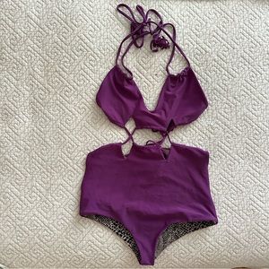 Retro acacia purple string one piece